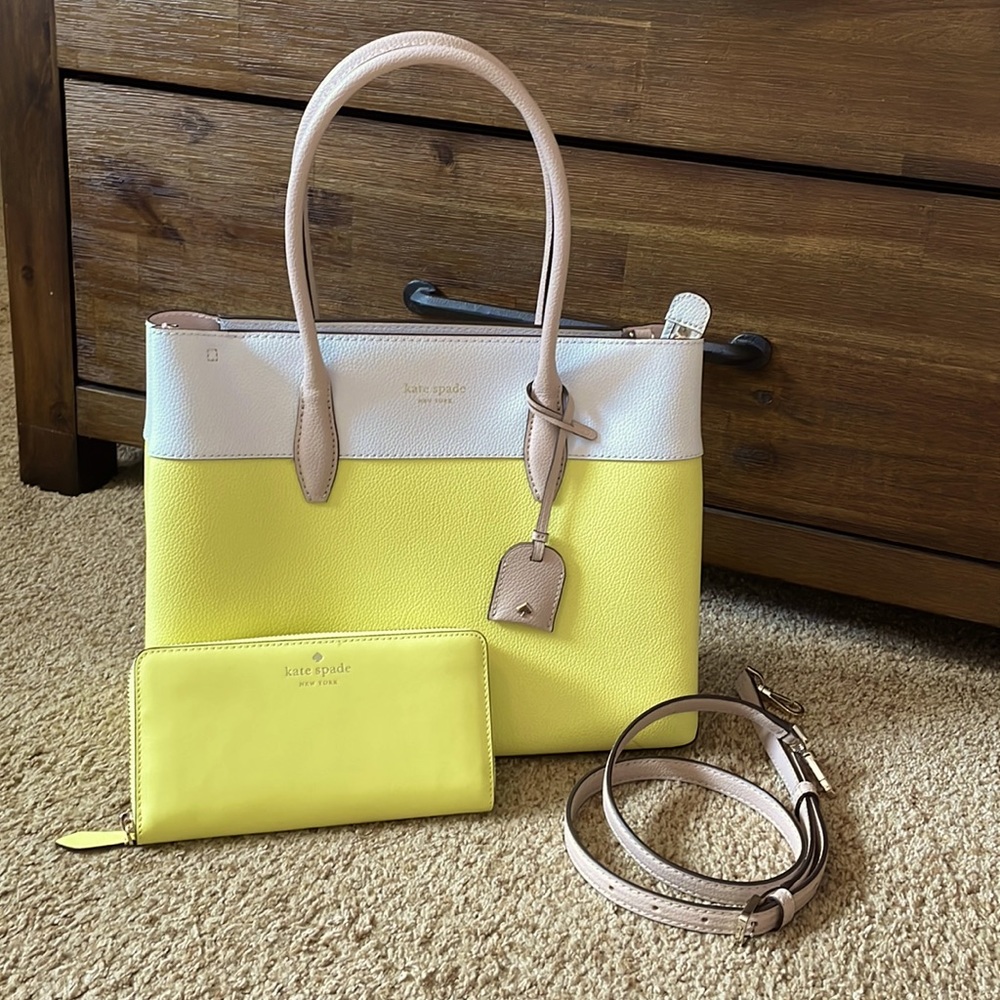 kate spade Eva medium zip top satchel with matching large staci wallet
